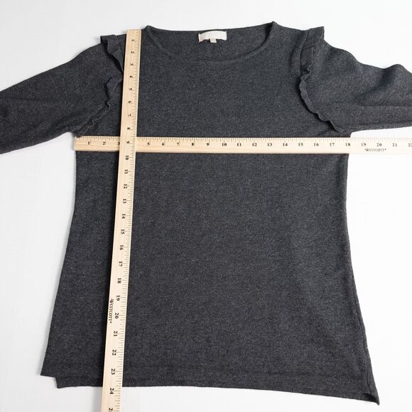Benedetta B Merino Wool Cashmere Blend Ruffle Sweater Womens Medium Gray Chic - Picture 4 of 14